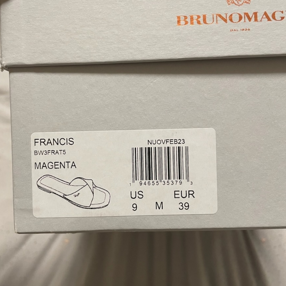 Bruno Magli Francis Slide Sandal leather magenta women's size 9 - Picture 4 of 11